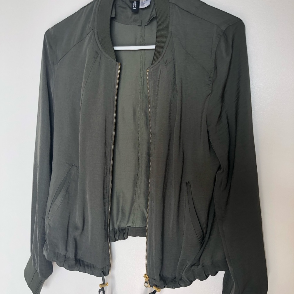 Green h&m wind breaker jacket